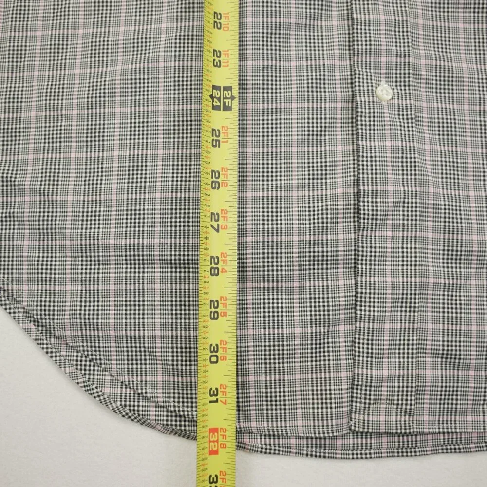 Ralph Lauren Shirt Mens Large Pink Black‎ Plaid Classic Fit Button Down Cotton